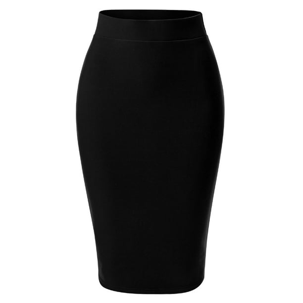Womens Ladies Pencil Midi Skirt Stretch Fitted Belt Bodycon Office Work 8-20